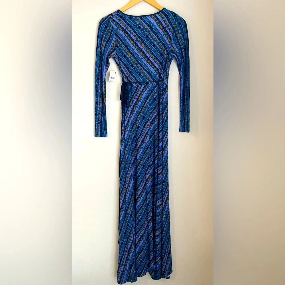 NWT Free People phoebe printed jersey maxi wrap dress in multi Size XS